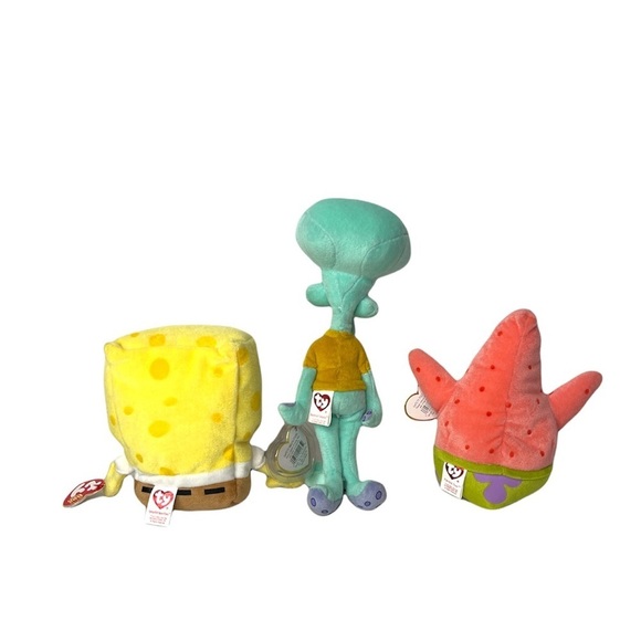 Lot of Ty Beanie Babies SpongeBob SquarePants, Patrick Star, Squidward Tentacles - Picture 3 of 10